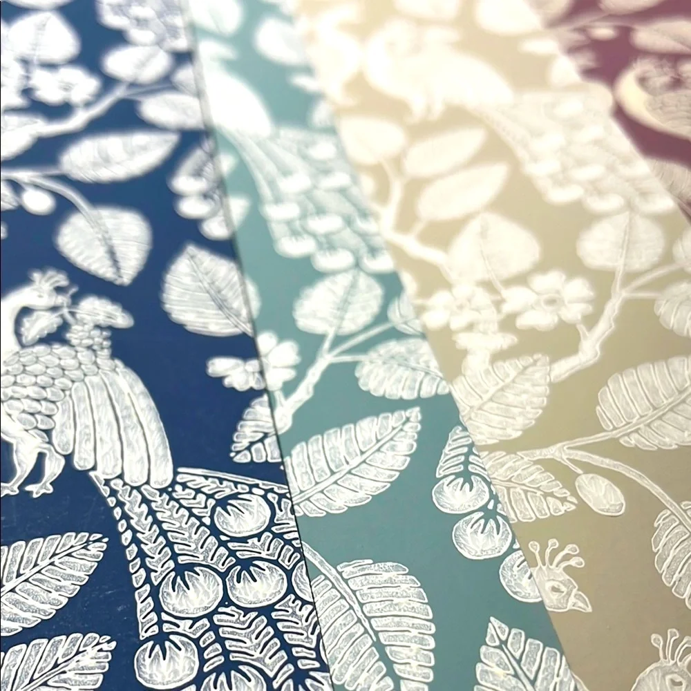 York Small Prints Peacock Patterned Textured Wallpaper sheet samples